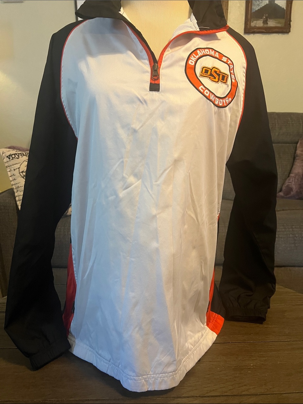 NCAA Oklahoma State Cowboys White Black Orange Pullover Jacket